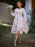 Printed Skirt Rustic Wrap Bust Commuter Fashion Dress - ROUTINE FASHION